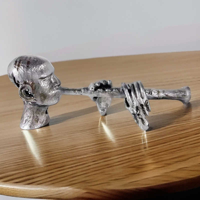 Flute Player Sculpture – Artistic Metal Figurine of Musician for Entryway, Study & Hotel Decor