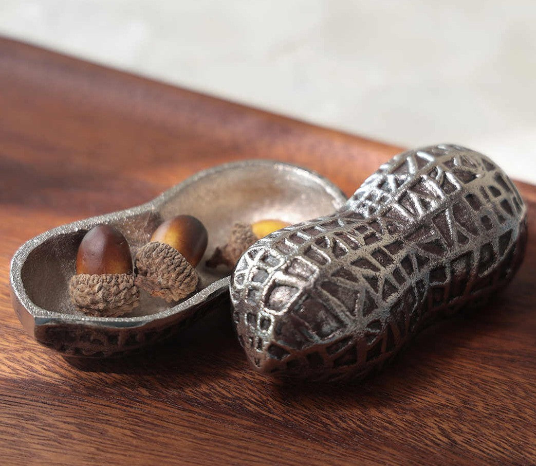 Aluminum Peanut Storage Box, Modern Decorative Organizer for Jewelry & Desk, Luxury Art Accent for Living Room & Entryway