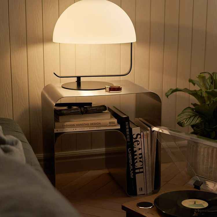 Brushed Stainless Steel S-Shaped Side Table, Nordic Minimalist Coffee Table with Storage Shelf, Contemporary Italian Design Accent Table