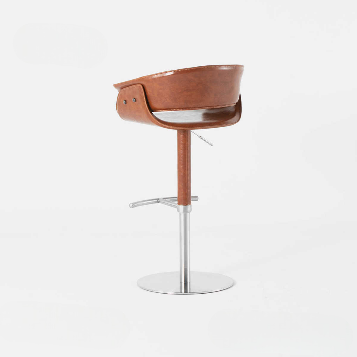 Vintage Stainless Steel Swivel Bar Stool, Saddle Leather Adjustable Counter Chair – Home & Bar