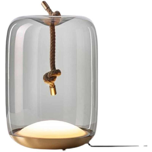 Knot Table Lamp, Minimal Iron Glass Table Light, Bedroom/Living Room/Study, Smoky Gray