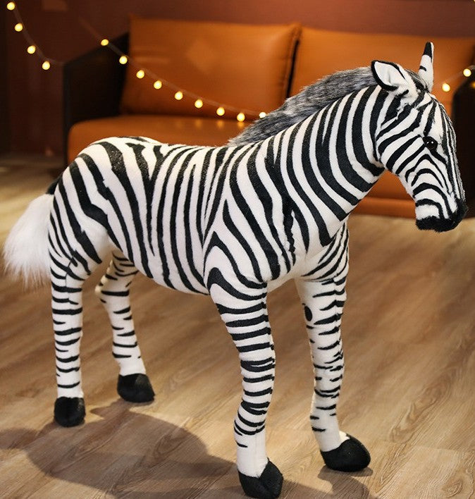 Large Rideable Realistic Zebra Plush Toy – Jumbo Stuffed Animal Photo Prop, Kids Room Decor, Birthday Gift, Indoor Model Doll