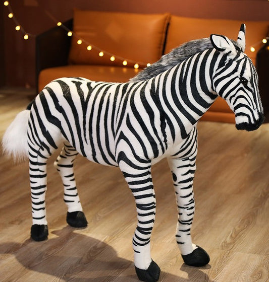 Large Rideable Realistic Zebra Plush Toy – Jumbo Stuffed Animal Photo Prop, Kids Room Decor, Birthday Gift, Indoor Model Doll