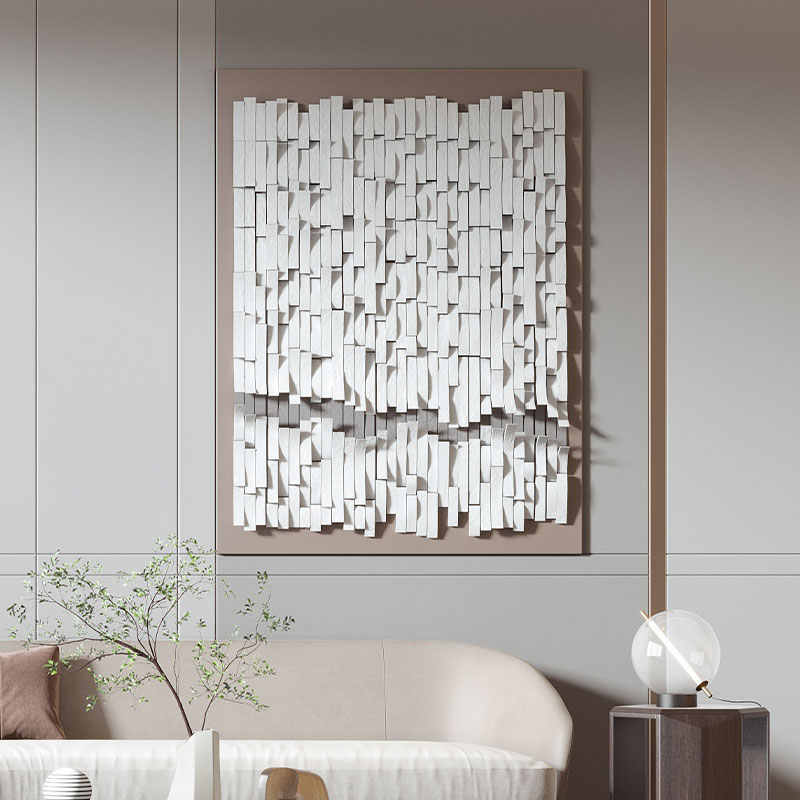 Luxury 3D Minimalist Geometric Wall Art – High-End Acrylic & Sandstone Handcrafted Living Room, Dining Room Statement Panel, Frameless