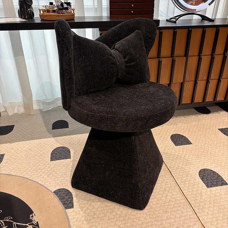 Luxury Butterfly Back Vanity Chair – Modern Makeup Stool, Rotating Upholstered Dressing Table Chair, Elegant Black Accent Chair for Bedroom, Living Room, Dining, Home Office