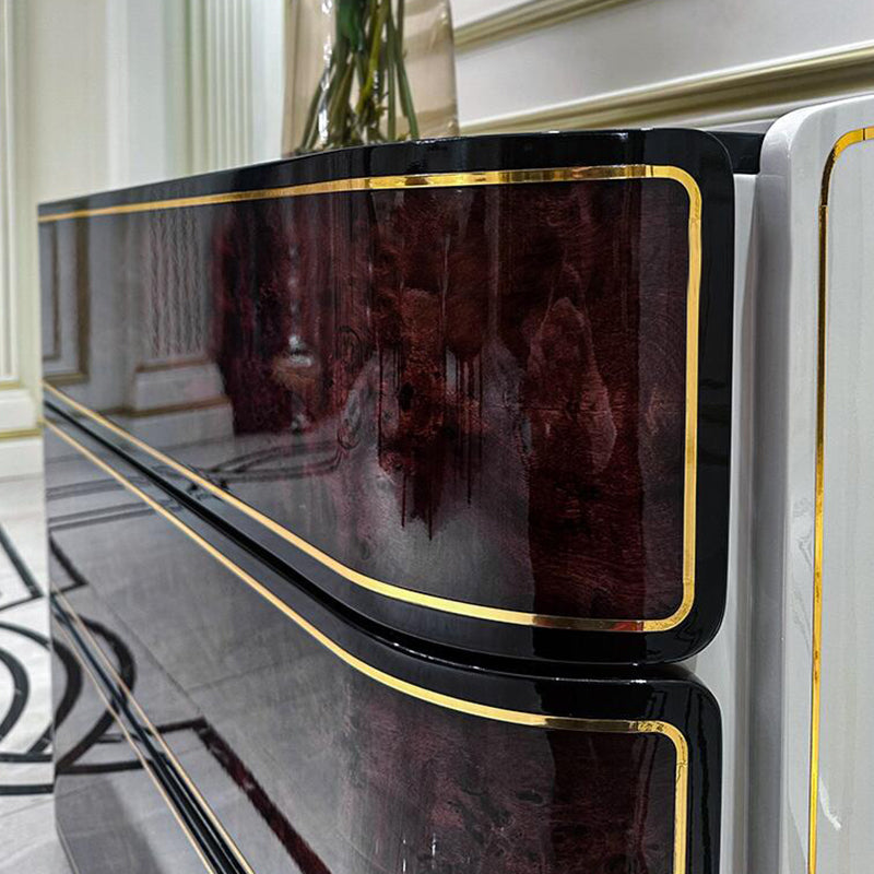 Luxury Piano Lacquer Burl Wood Sideboard, High-End Modern Designer Chest for Villa Dining Room, Entryway, and Living Room