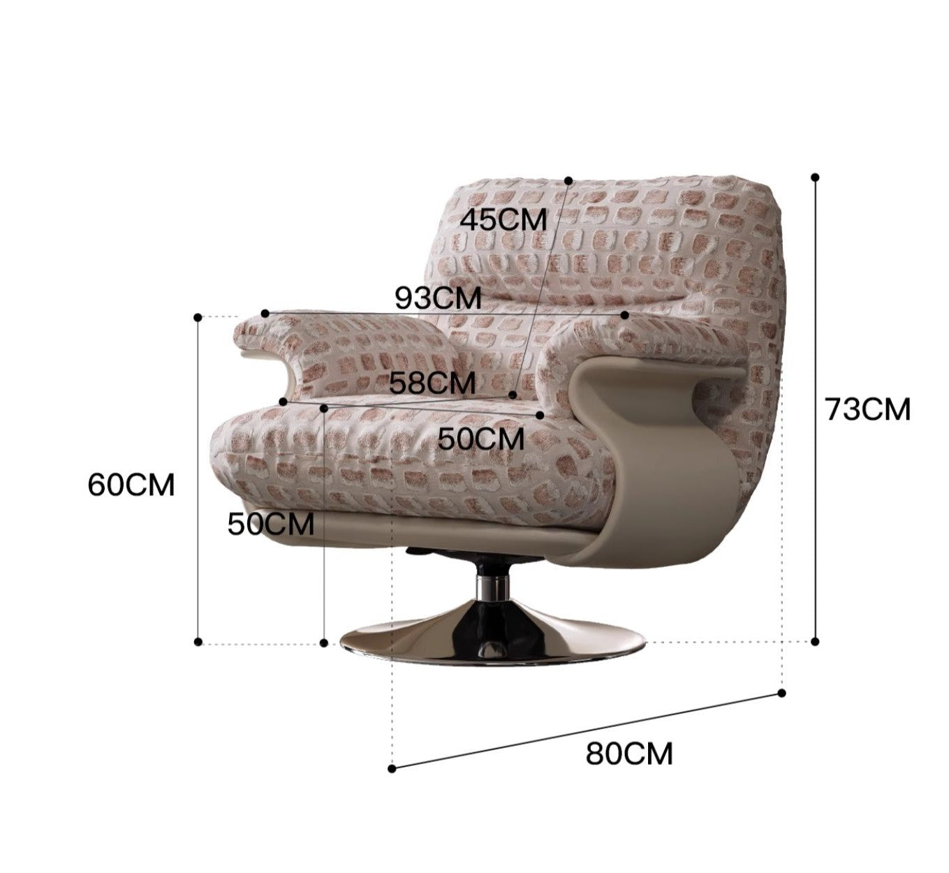 Creative Gradient Cut Velvet Designer Chair – Nordic Contemporary Single Seat with Sculptural Shell & Chrome Swivel Base