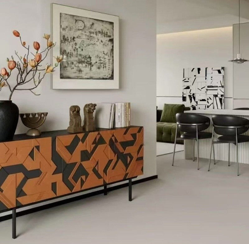 Mid-Century Modern Entryway Sideboard Cabinet, Vintage Creative Designer Buffet for Living Room & Hallway