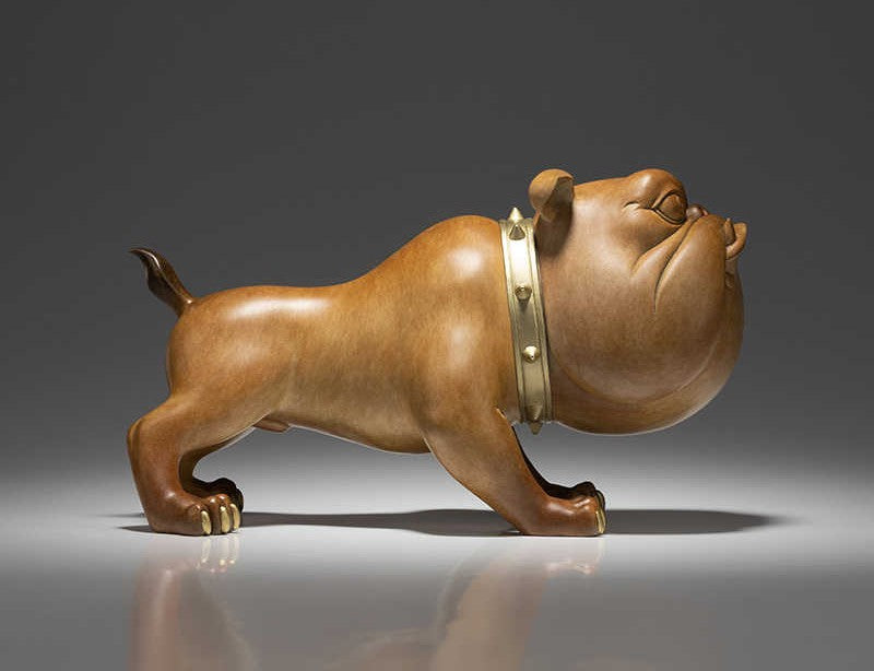 "Fierce Bulldog" Desktop Sculpture – Traditional Bronze Dog Figurine for Home Decor
