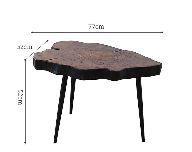 Contemporary Live Edge Wood Coffee Table – Wabi-Sabi Natural Root Wood Table with Mid-Century Legs, Unique Organic Form Furniture