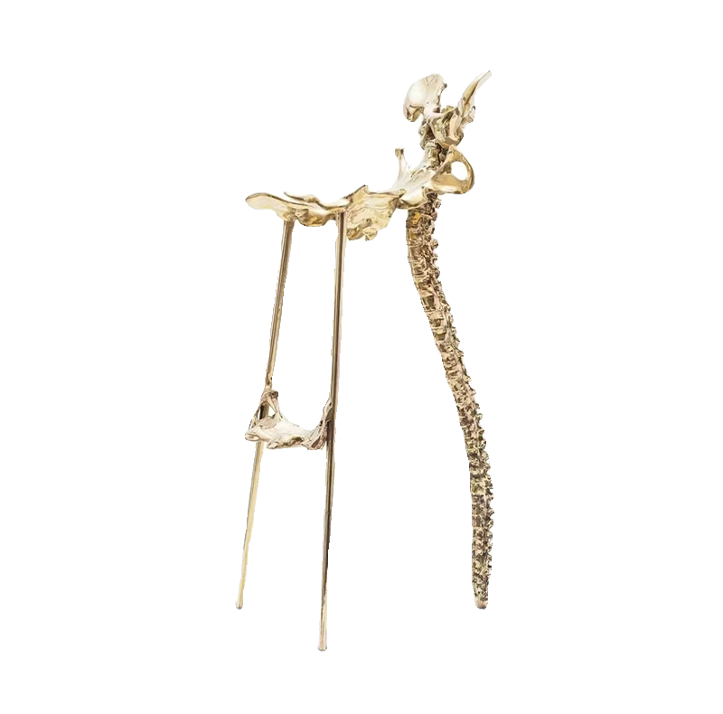 Luxury Brass Bar Stool – Modern Art Skeleton High Chair for Villa, Hotel, Gallery, Café & Bar
