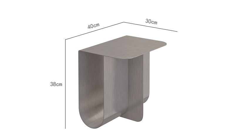 Sculptural Stainless Steel Side Table with Curved Design, Modern Minimalist Bedside Table with Brushed Metal Finish, Contemporary Living Room Accent Table
