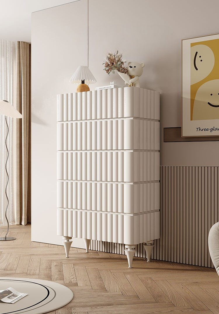 Luxury Minimalist Solid Wood Dresser, Modern Cream Style Five-Drawer Chest for Bedroom Storage & Organization