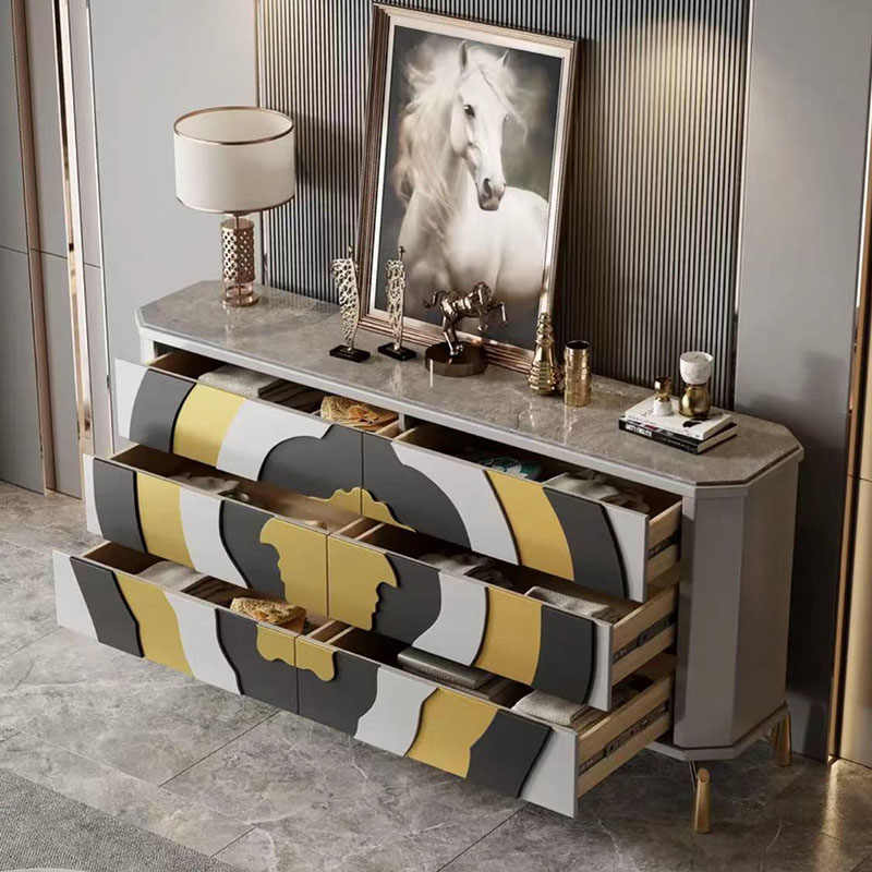Luxury Modern Entryway Divider Cabinet, Extra-Thin High-Capacity 6-Drawer Sideboard for Living Room & Hallway