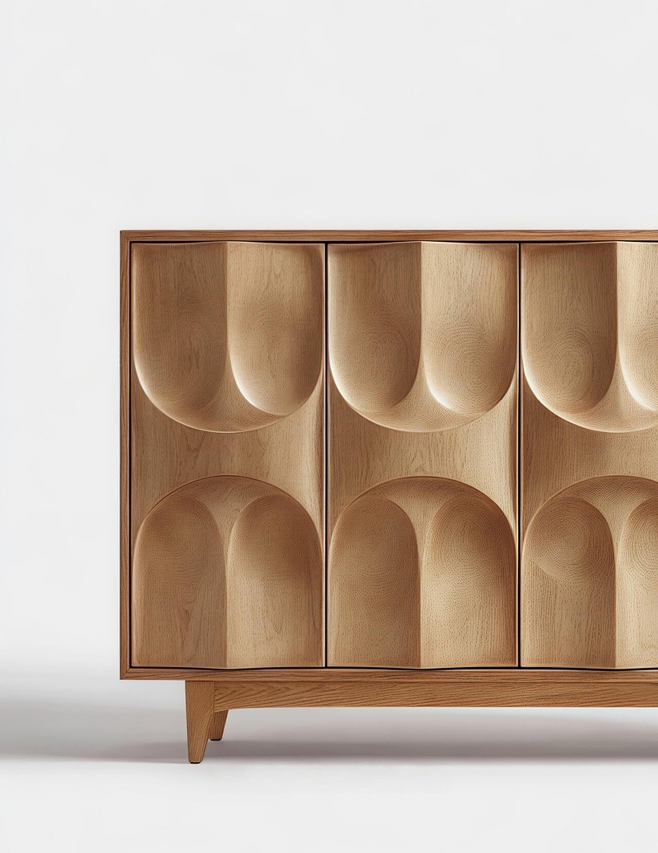 Retro Sculpted Wood Sideboard – Designer High-End Solid Wood Storage Cabinet, Artistic Carved Buffet for Modern Dining