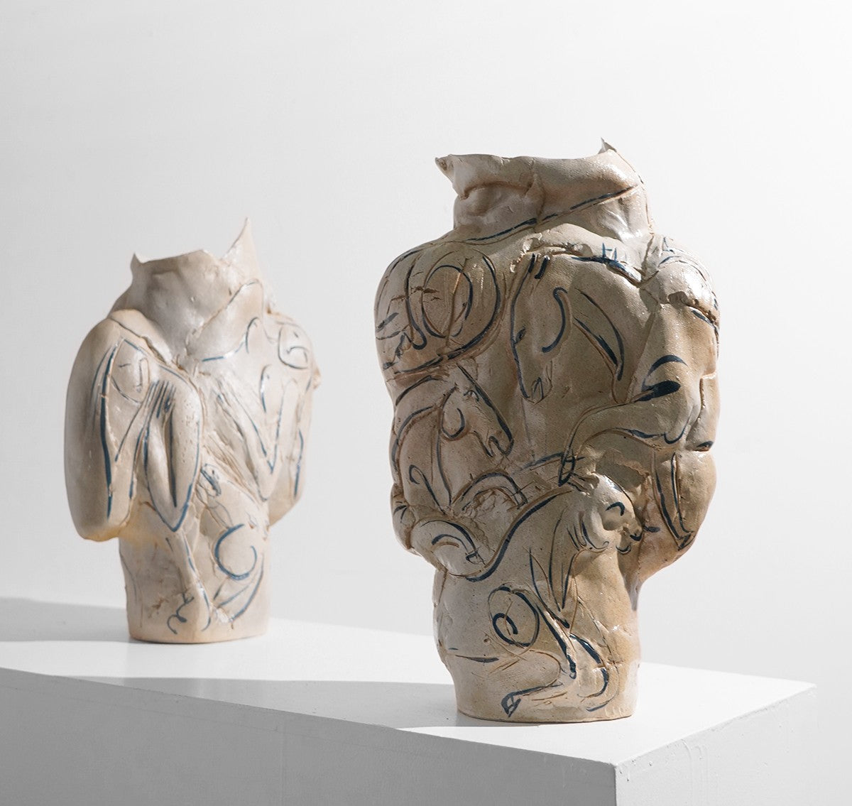 Modern Handcrafted Ceramic Vase, Abstract Art Floral Vessel Style, Sculptural Accent for Entryway, Study, or Showroom
