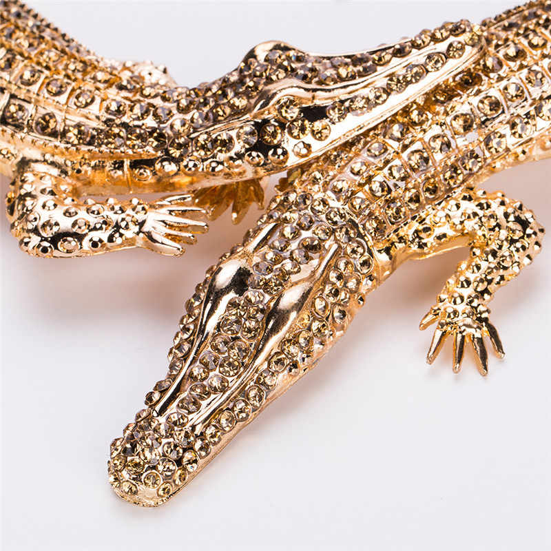 European Luxury Crystal Crocodile Statement Necklace – Bohemian Rhinestone Alligator Choker with Adjustable Chain, Fashion Jewelry