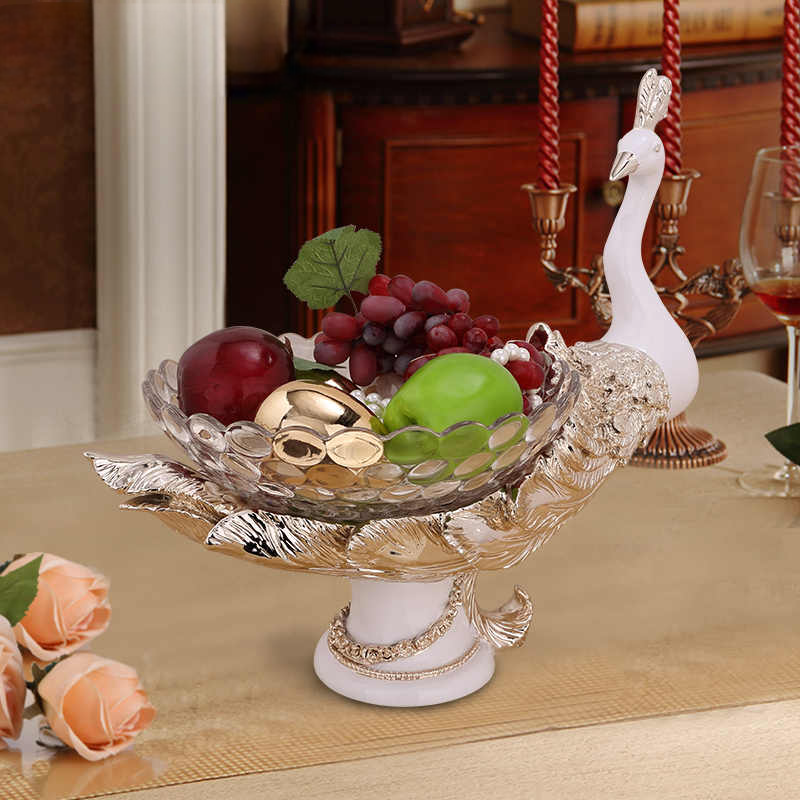 Luxury Peacock Fruit Bowl – Elegant Resin Decorative Centerpiece for Living Room, Dining Table, Wedding Gift