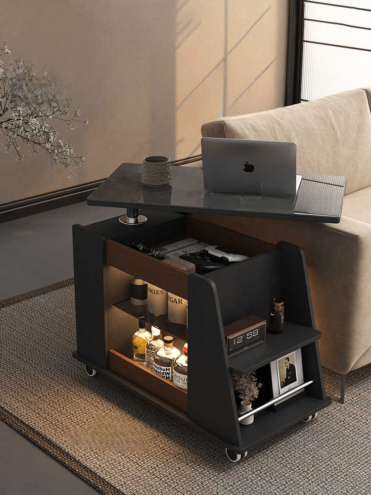 Modern Movable Sofa Side Cabinet – Adjustable Tea Table, Coffee Bar Cart, Multi-Functional Bedside Table