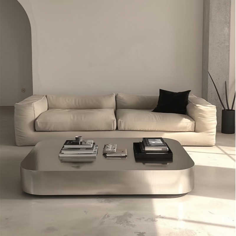 Italian Modern Stainless Steel Coffee Table – Minimalist Luxury Living Room Center Table, Designer Custom Rectangular Tea Table