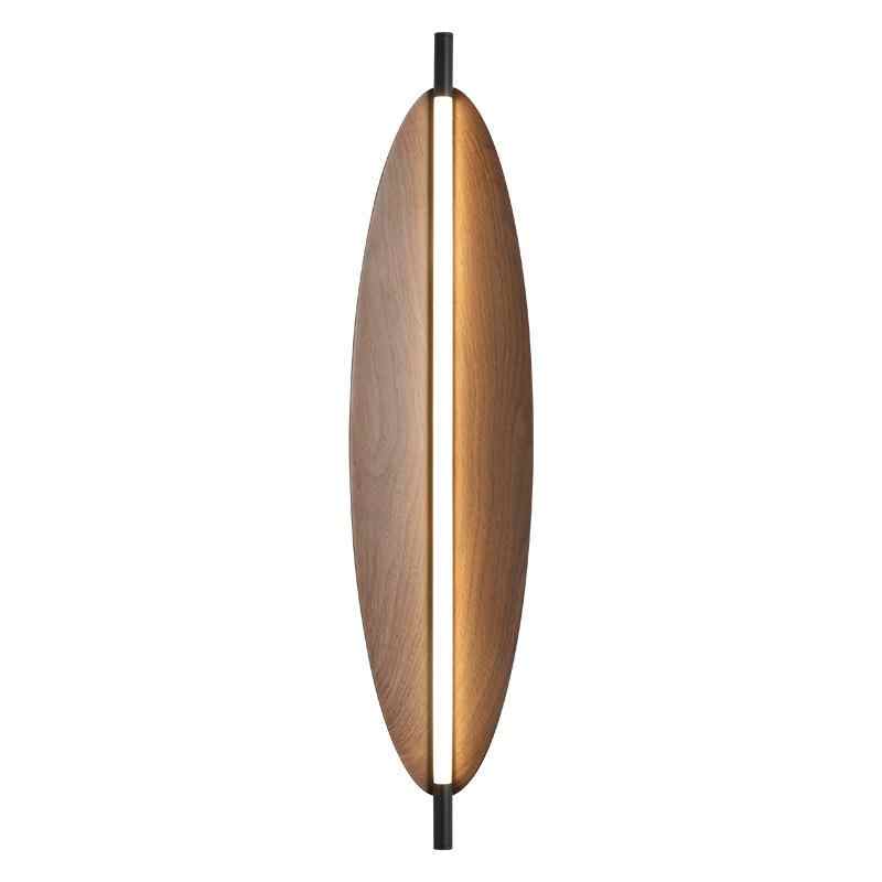 Designer Walnut Leaf Wall Sconce, Vintage Style – Bedroom, Living Room, Hotel Accent Lighting