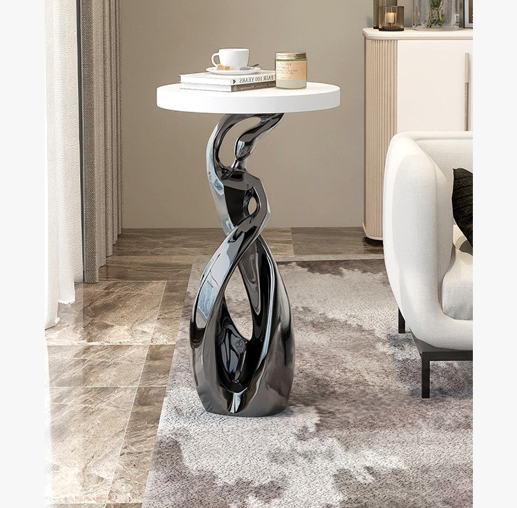 Abstract Art Luxury Floor Sculpture Table, High-End Decorative Side Table for Living Room, TV Stand & Housewarming Gift