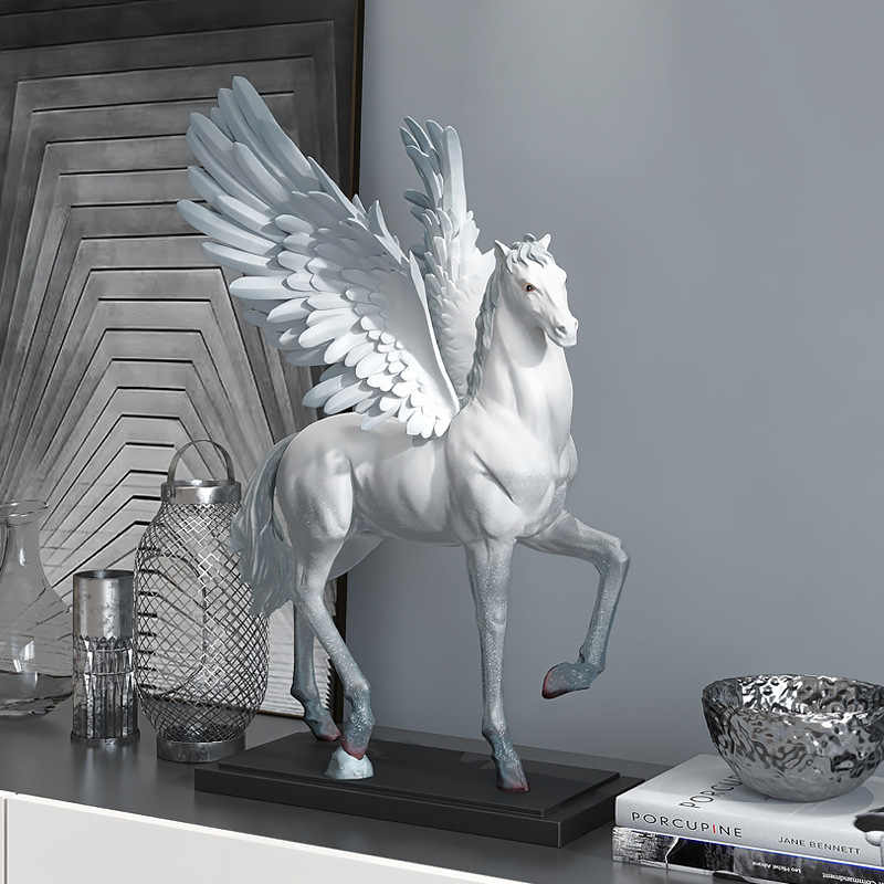 Luxury Pegasus Figurine – Blue Winged Horse Sculpture for Home and Office Decoration, Modern Artistic Flying Horse Ornament, Unique Gift