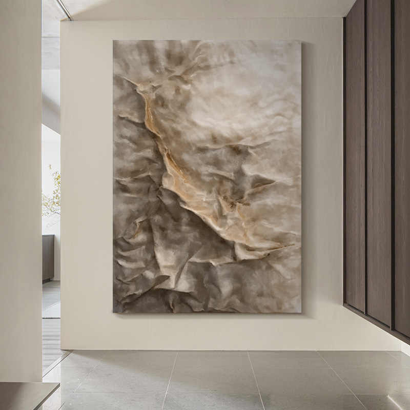 Large 3D Textured Relief Wall Art, Handcrafted Sandstone Abstract Painting, Designer Frameless Entryway & Hotel Model Home Statement Panel