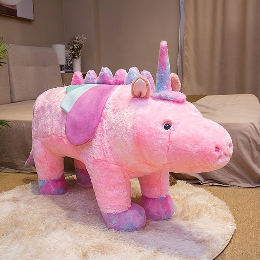 Large Rideable Plush Unicorn Toy – Jumbo Stuffed Animal Model, Pink Multi-color Winged Magic Horse, Kids Room Decor, Birthday Gift, Photo Prop