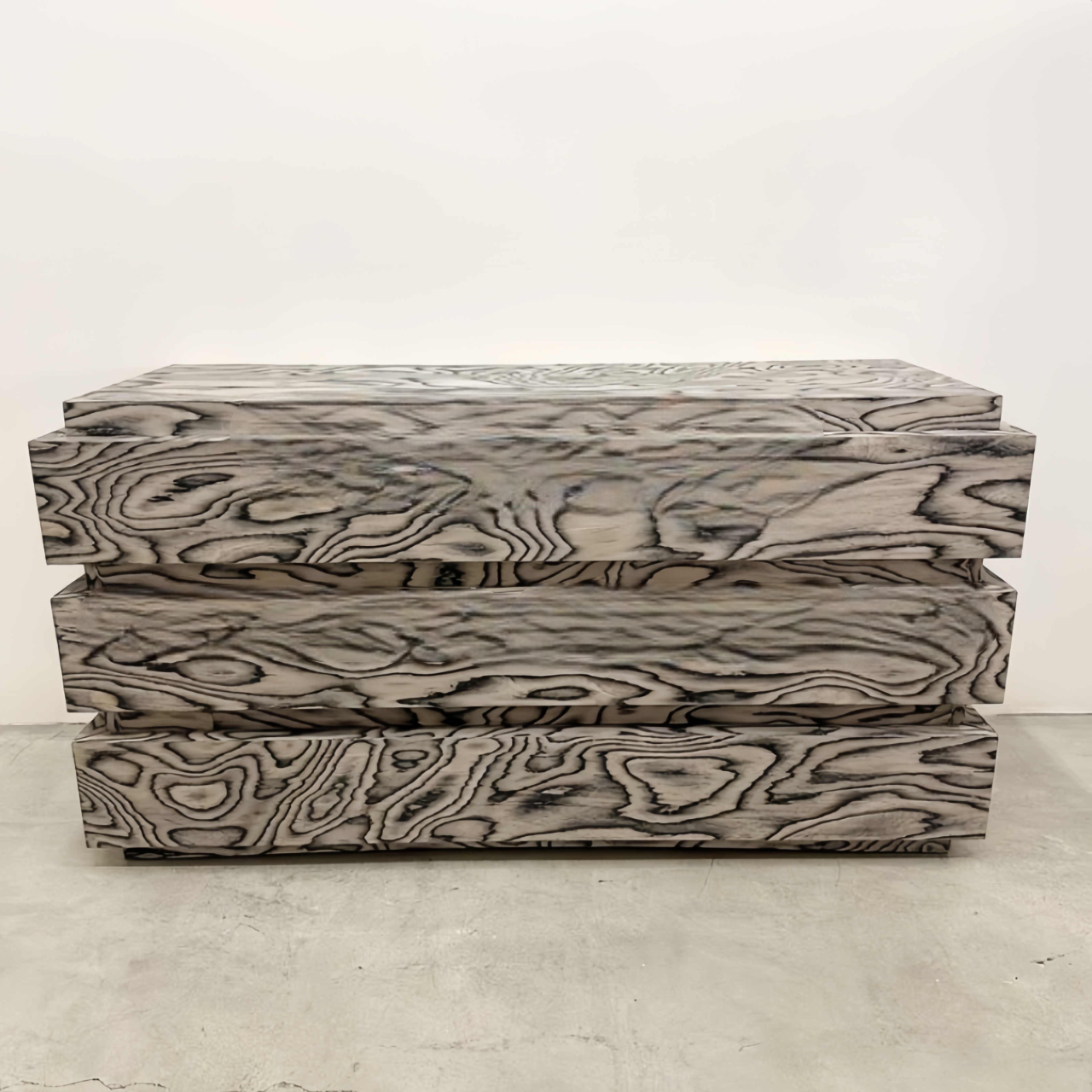 Ink Wash Artistic Sideboard, Designer Minimalist Black-White Woodgrain Foyer Cabinet – Luxury Entry/Living Room Drawer Storage