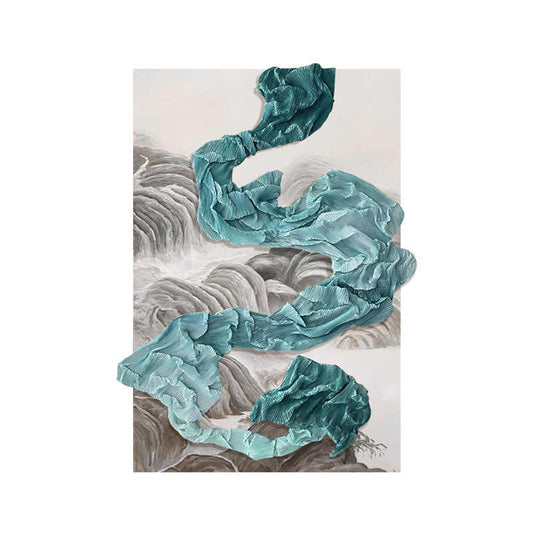 Modern Abstract 3D Handcrafted Wall Art – High-End Minimalist Living Room & Hallway Pleated Fabric Oil Painting