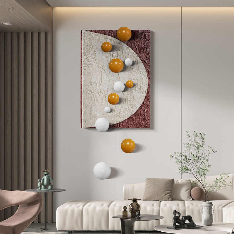 Modern Luxury 3D Metal Sphere Wall Art, Abstract Hand-Painted Texture Sculpture, Entryway, Hallway & Living Room Decorative Panel