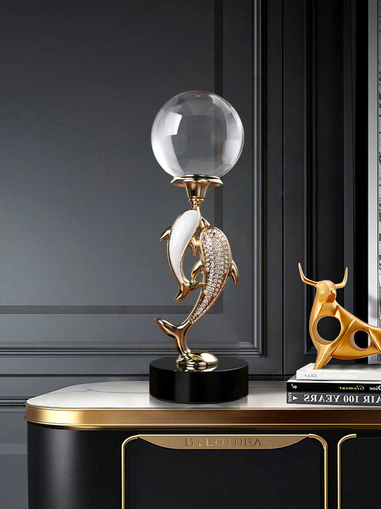 Dolphin Duo Luxury Entryway & Living Room Sculptures – High-End Art Deco Décor Set