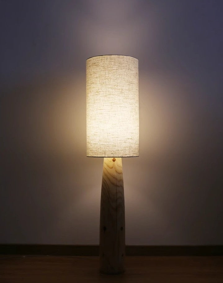 Solid Wood Designer Floor Lamp, Smart Voice Control Standing Light for Living Room, Bedroom, or Art Spaces