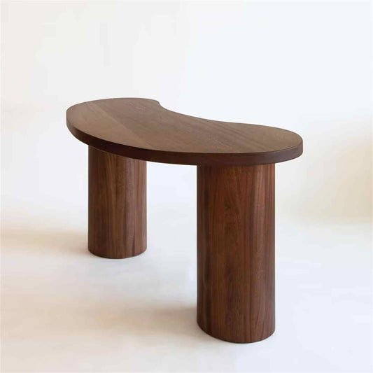 Mid-Century Walnut Kidney-Shaped Writing Desk, Sculptural Minimalist Solid Wood Study Table for Home Office, Designer Learning Table