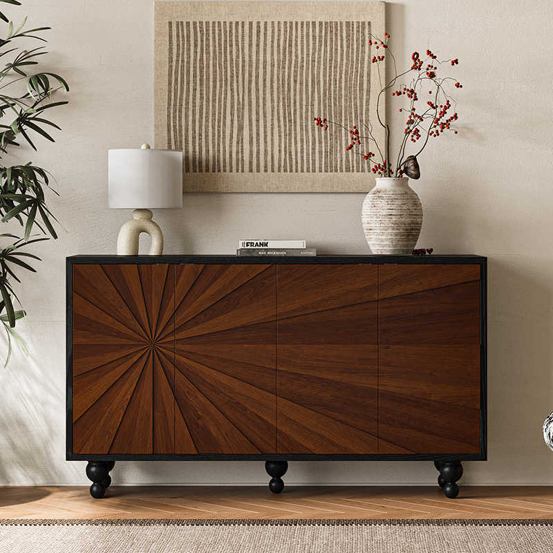 Wabi-Sabi Vintage Sideboard Console Cabinet, French Mid-Century Style Storage Unit, Entryway Buffet for Living Room, Dining Room, Hotel