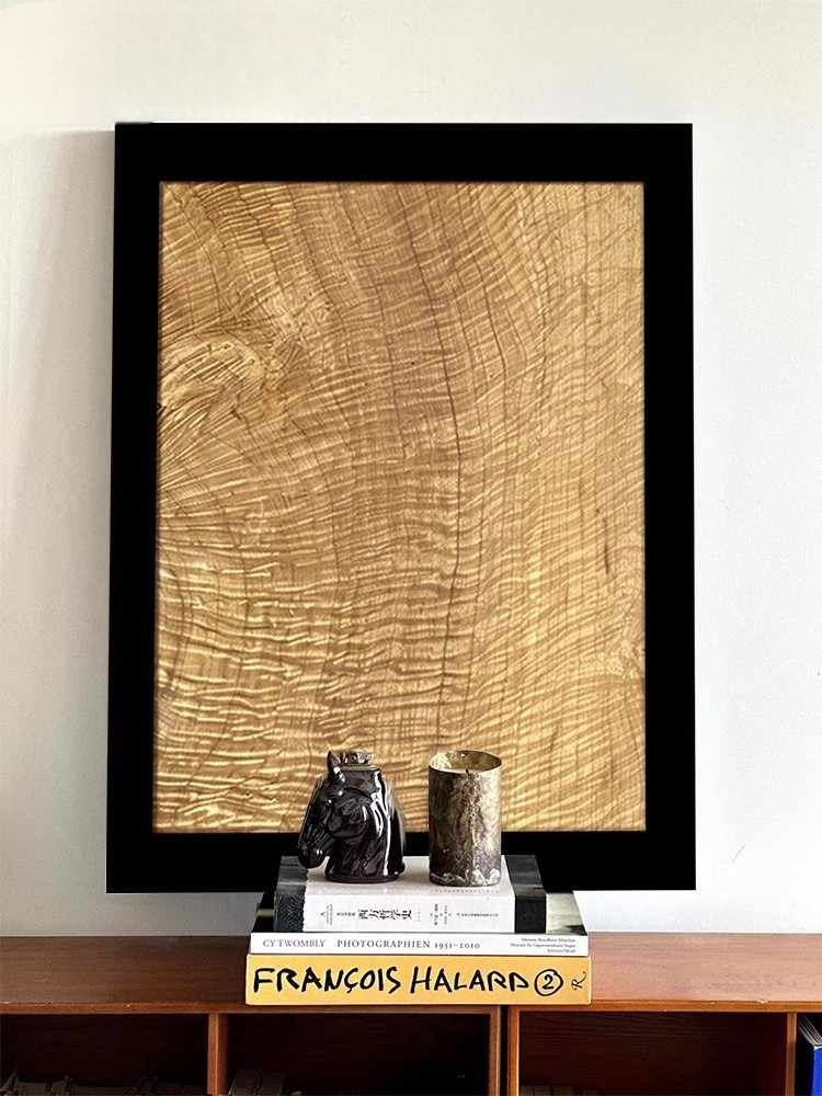"Golden Phoebe Woodgrain" Vintage-Style Art Print, Silk & Micro-Spray Wall Art for Living Room, Dining Room & Entryway