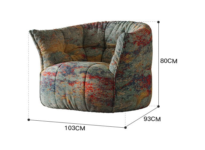 Italian Ultra-Minimalist Danxia Lounge Chair – Nordic Luxury Design with Bmigantin Silk Jacquard & 80D Shaped Cotton, Contemporary Accent Seating