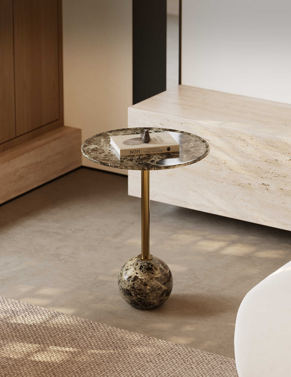 Luxury Modern Marble Side Table, High-End Designer Round Corner Table for Sample Room, Minimalist Accent Table