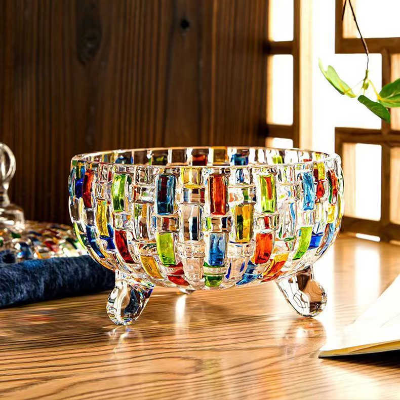 Glass Candy Jar with Lid, Colorful Snack Dish for Living Room & Kitchen Storage
