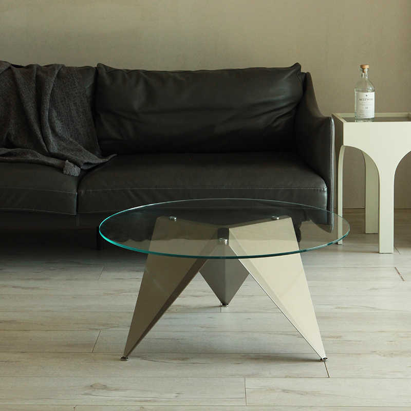 Modern Luxury Stainless Steel & Glass Round Coffee Table – 80cm Designer Origami Style Minimalist Living Room Tea Table