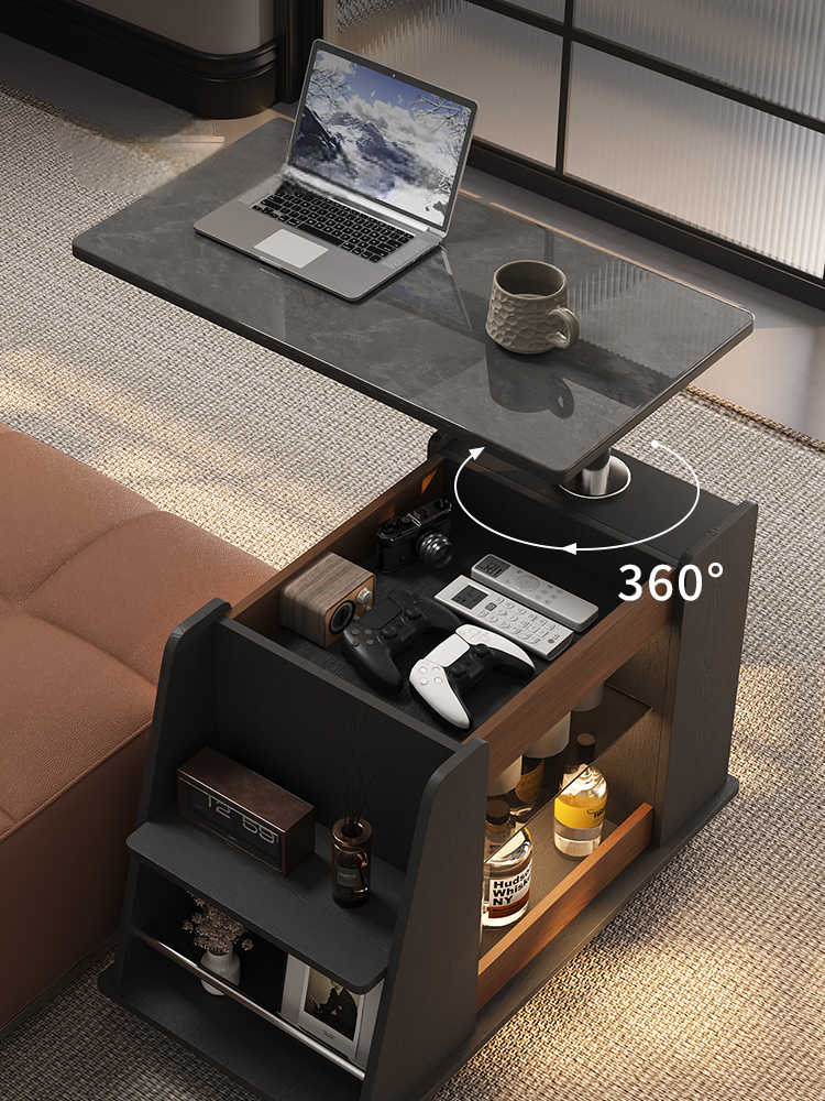 Modern Movable Sofa Side Cabinet – Adjustable Tea Table, Coffee Bar Cart, Multi-Functional Bedside Table