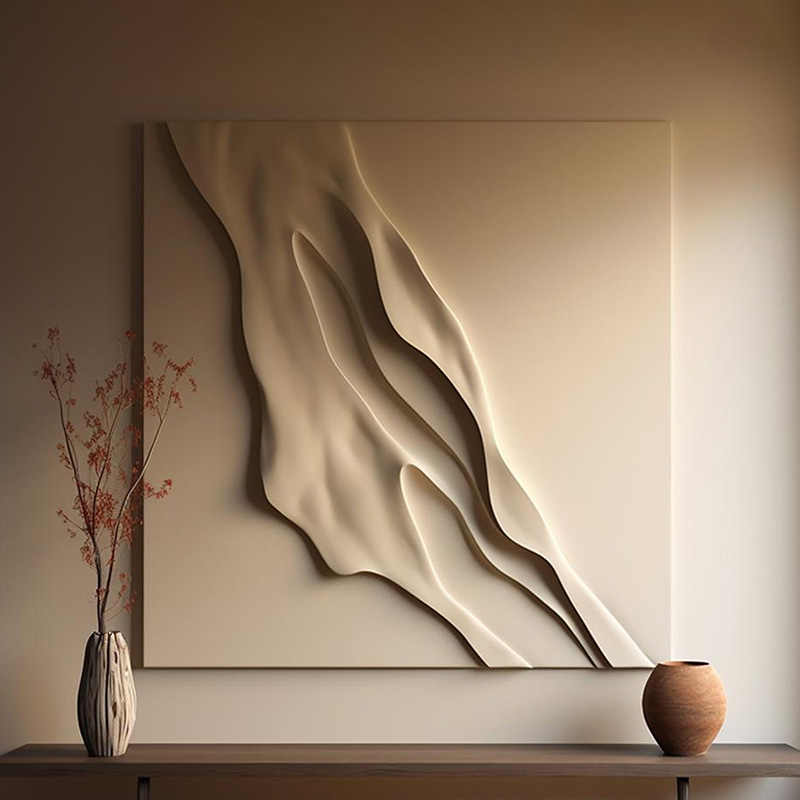 Abstract 3D Sandstone Relief Wall Art, Entryway & Living Room Modern Embossed Handmade Decor