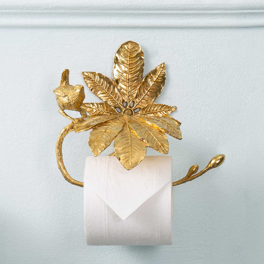 Butterfly Pottery Patented Solid Brass Bird Toilet Paper Holder, Luxury Tree Branch Design Wall Mount with Antique Finish, Vintage Bathroom Fixture