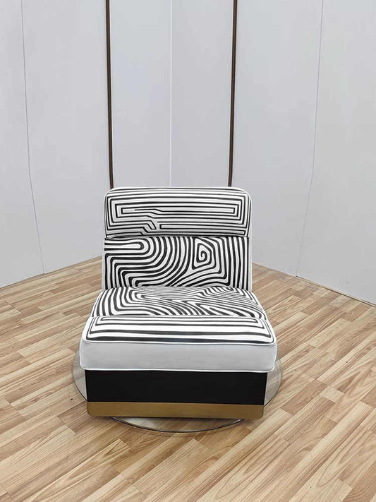 Contemporary Accent Chair – Italian Minimalist Zebra Pattern with Premium Silicone Upholstery & Stainless Steel Base