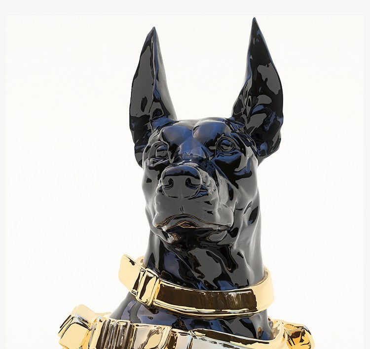 Luxury Doberman Dog Figurine, Unique Designer Tabletop Sculpture for Living Room, TV Cabinet, Bar & Entryway Decor