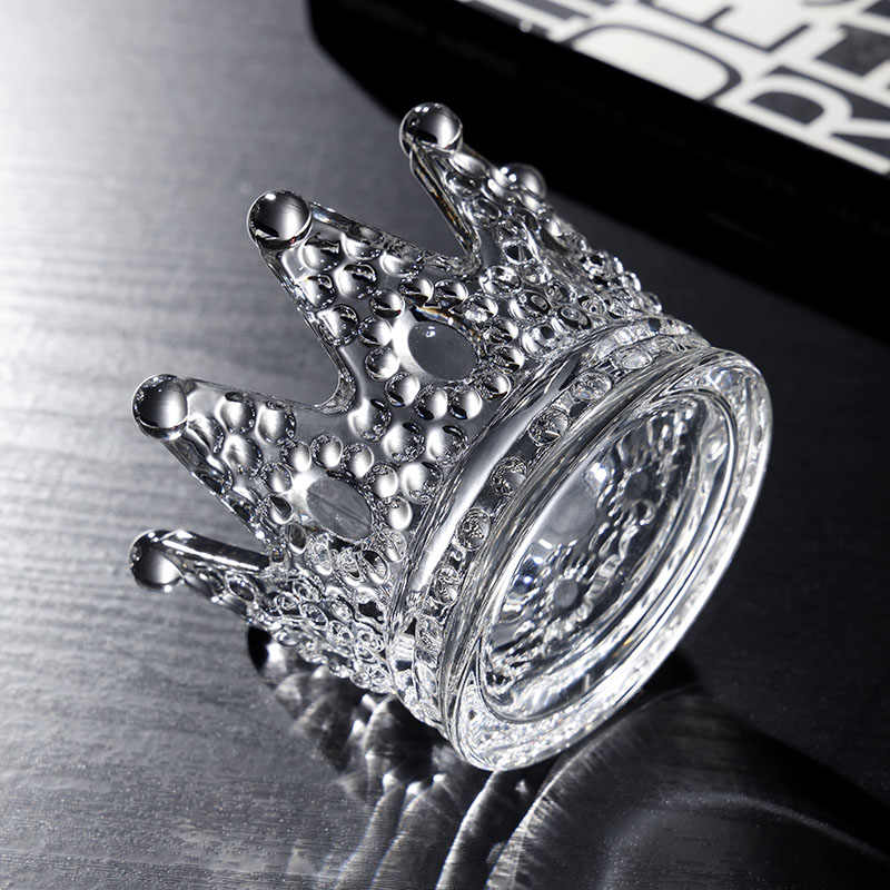 Crystal Crown Glass Storage Box, Royal Jewelry & Makeup Organizer for Earrings Rings Beauty Blenders, Elegant Vanity Display Stand