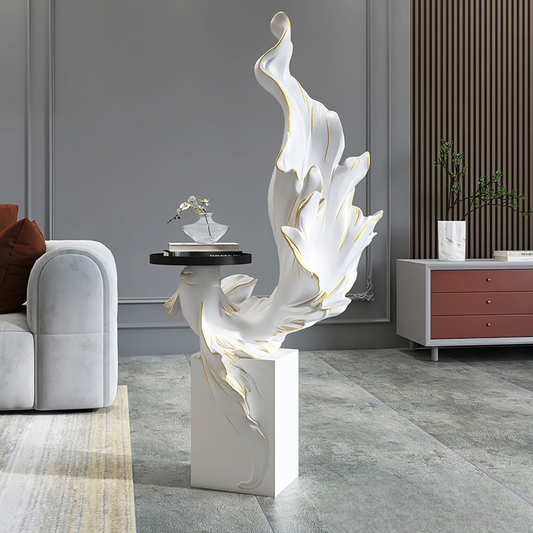 Luxury Fish Floor Tray Table – Large Resin Goldfish Side Table for Modern Living Room, Entryway, or Sofa Accent
