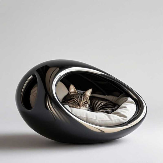 Luxury Space Pod Cat Bed with Non-Stick Coating, Designer High-End Pet Villa with All-Season Comfort & Security