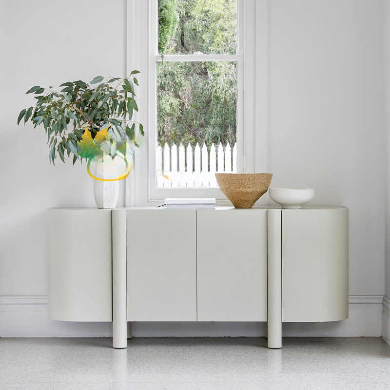 Modern Minimalist White Solid Wood Sideboard Cabinet, Luxury Storage Console for Living Room Entryway, Buffet Shoe Cabinet